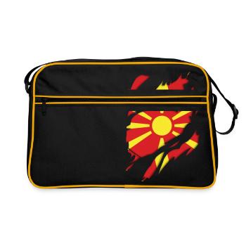 North Macedonia Macedonia Flag Torn Motif - Retro Bag - black/gold - Front