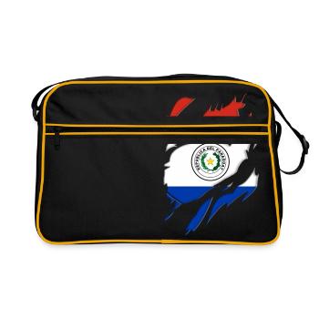 Motif déchiré du drapeau du Paraguay - Sac Retro - noir/or - Devant