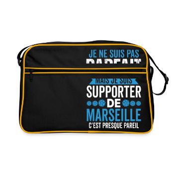Cadeau Supporter Marseille Foot Marseillais Humour - Sac Retro - noir/or - Devant