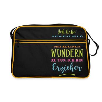 Erzieher - Kleine Wunder - Retro Tasche - Schwarz/Gold - Vorne
