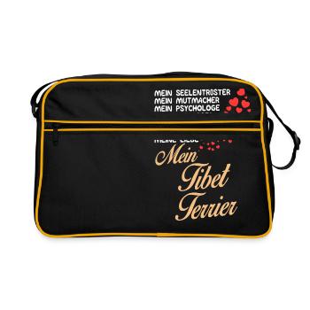 Tibet-Terrier - Mein - Retro Tasche - Schwarz/Gold - Vorne