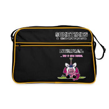 Unipoos - Sometimes I pretend to be normal - Retro Tasche - Schwarz/Gold - Vorne