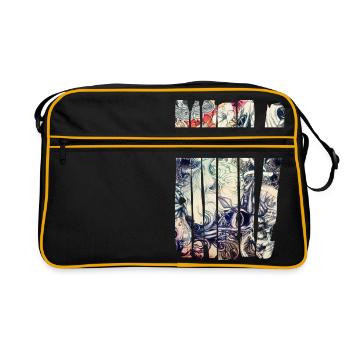 Flower and skull - Retro Bag - black/gold - Front