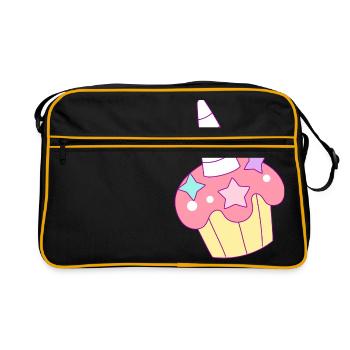 Unicorn cake tarts pink star - Retro Bag - black/gold - Front