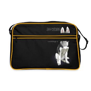 Little Husky is not stocky - Retro Bag - black/gold - Front