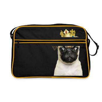 Mobs König Bulldogge Prinz - Retro Tasche - Schwarz/Gold - Vorne