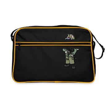 Un cadeau de licorne militaire pour les soldats - Sac Retro - noir/or - Devant