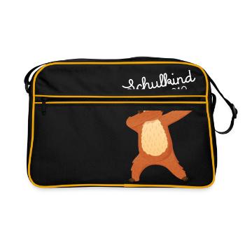 Schulkind 2019 Faultier Dab Dabbing Einschulung - Retro Bag - black/gold - Front