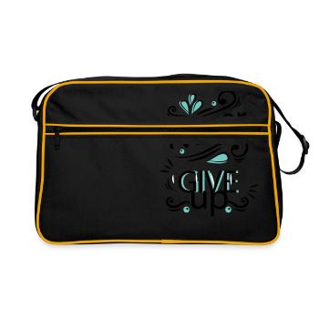 Never give up - Retro Tasche - Schwarz/Gold - Vorne