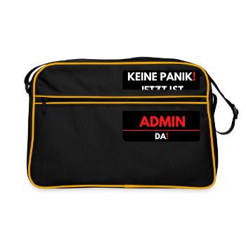 Keine Panik! Der Admin ist jetzt da - Retro Tasche - Schwarz/Gold - Vorne