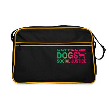 Livres et café et chiens et justice sociale - Sac Retro - noir/or - Devant