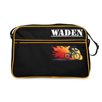 Rennrad Radsport Waden Statt Laden für Radfahrer - Retro Tasche - Schwarz/Gold - Vorne