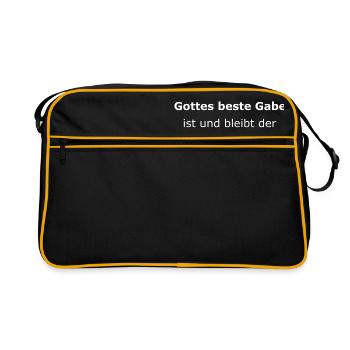 Gottes beste Gabe ist und bleibt der Schwabe - Retro Tasche - Schwarz/Gold - Vorne
