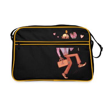 In love skeleton with carnivorous flower - Retro Bag - black/gold - Front