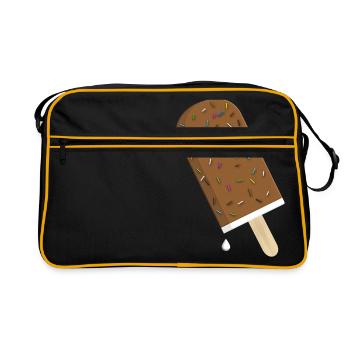 Eis am Stiel Schoko mit Streusel - Retro Tasche - Schwarz/Gold - Vorne
