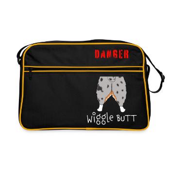 Danger Wiggle Butt Australian Shepherd - Retro Tasche - Schwarz/Gold - Vorne