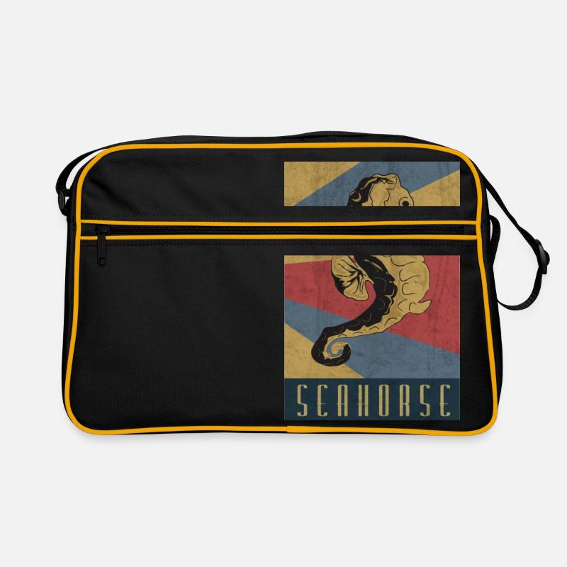Seepferdchen Retro Seepferd Geschenk - Retro Tasche - Schwarz/Gold