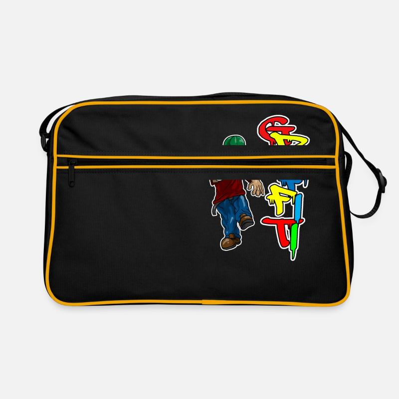 Graffiti Spray Doodle Dessiner Écrire Mur Surface Cadeau - Sac Retro - noir/or