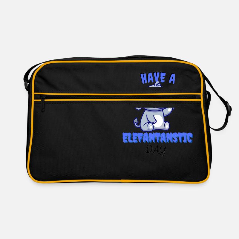 Elefantastic Day Elephant Funny Lustiger spruch - Retro Tasche - Schwarz/Gold