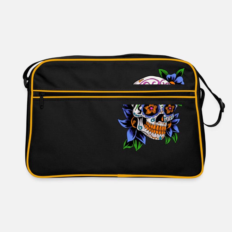 Zucker Schädel Tag der Toten Geschenk - Retro Tasche - Schwarz/Gold
