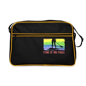 Stand Up And Paddle Wassersport Paddleboarding - Retro Tasche - Schwarz/Gold - Vorne