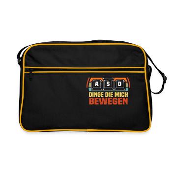 PC Master Race Gaming WASD Keyboard Gaming Slogan - Retro Tasche - Schwarz/Gold - Vorne