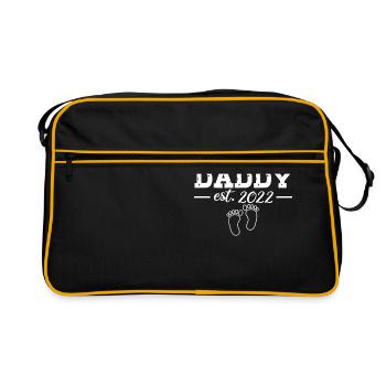 Zum Papa Befördert, Um 2022 Neuer Vater Zu - Retro Tasche - Schwarz/Gold - Vorne