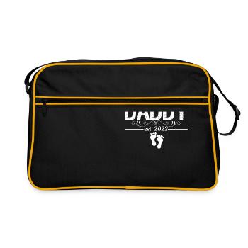 Zum Papa Befördert, Um 2022 Neuer Vater Zu - Retro Tasche - Schwarz/Gold - Vorne