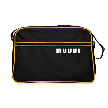 Hör Off De Muddi Lustiger Sachsen Dialekt - Retro Tasche - Schwarz/Gold - Vorne