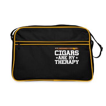 Zigarren Sind Meine Therapie Zigarrenraucher - Retro Tasche - Schwarz/Gold - Vorne