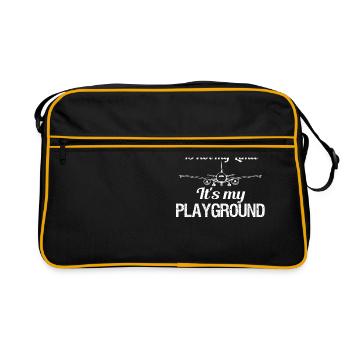 Der Himmel Ist Nicht Meine Grenze, Es Ist Mein - Retro Tasche - Schwarz/Gold - Vorne