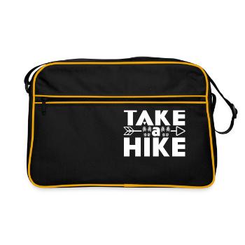 Machen Sie Eine Wanderung Lustige Bergwanderwald - Retro Tasche - Schwarz/Gold - Vorne