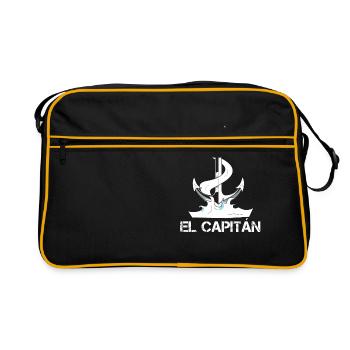 El Capitan Captain Captitán Boat Anker Seemann - Retro Tasche - Schwarz/Gold - Vorne