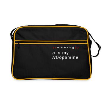 Lustige Codierung Ist Mein Dopamin -Coder - Retro Tasche - Schwarz/Gold - Vorne