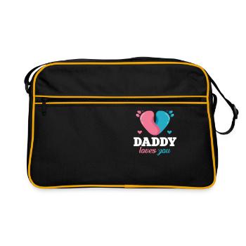 Pink or Blue Daddy Loves You Father Gender - Retro Bag - black/gold - Front