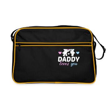Pink or Blue Daddy Loves You Father Gender - Retro Bag - black/gold - Front