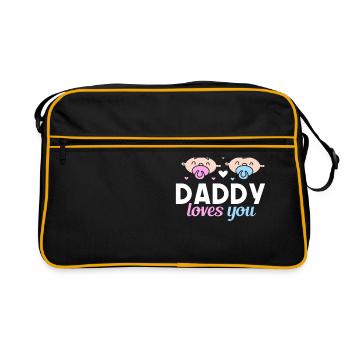 Pink or Blue Daddy Loves You Father Gender - Retro Bag - black/gold - Front