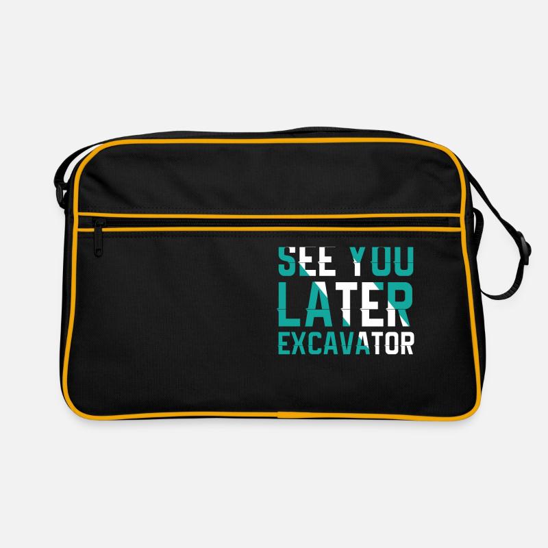 Bis Später Bagger Lustiger Kleinkindjunge - Retro Tasche - Schwarz/Gold