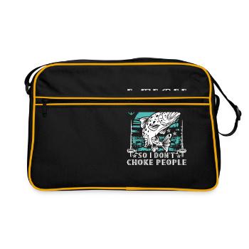 Ich Fische, Damit Ich Leute Nicht Ersticke - Retro Tasche - Schwarz/Gold - Vorne