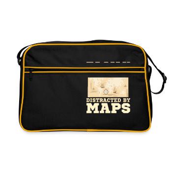 Leicht Durch Karten Geographie -Mapping Abgelenkt - Retro Tasche - Schwarz/Gold - Vorne