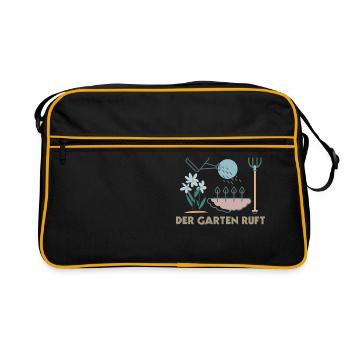 Gärtner Spruch Keine Zeit Der Garten Ruft - Retro Tasche - Schwarz/Gold - Vorne