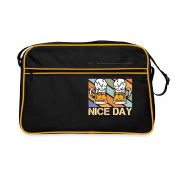 Hefe Nice Day Lustiges Bier Trinker Brauer Alkohol - Retro Tasche - Schwarz/Gold - Vorne
