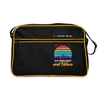 LGBTQ Gay Pride Regenbogen Lieber Schwul Und - Retro Tasche - Schwarz/Gold - Vorne