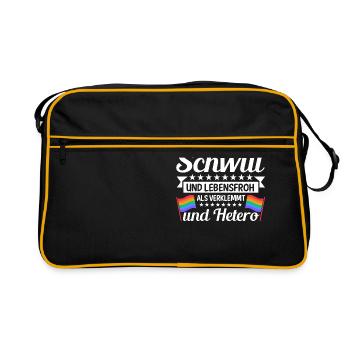 LGBTQ Gay Pride Regenbogen Lieber Schwul Und - Retro Tasche - Schwarz/Gold - Vorne