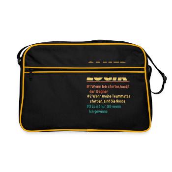 Gamer Logik Gaming Video Games Multiplayer Zocker - Retro Tasche - Schwarz/Gold - Vorne