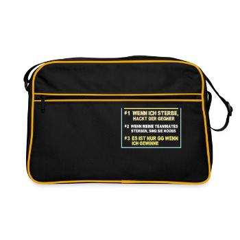 Gamer Logik Gaming Video Games Multiplayer Zocker - Retro Tasche - Schwarz/Gold - Vorne
