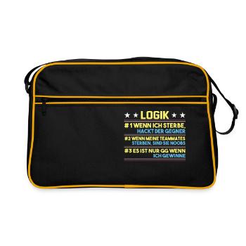 Gamer Logik Gaming Video Games Multiplayer Zocker - Retro Tasche - Schwarz/Gold - Vorne