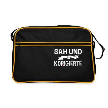Ich Kam Sah Und Korrigierte Deutschlehrer Lehramt - Retro Tasche - Schwarz/Gold - Vorne