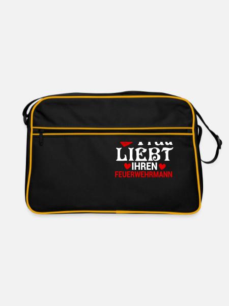 Diese Frau Liebt Ihren Feuerwehrmann Freiwillige - Retro Tasche - Schwarz/Gold