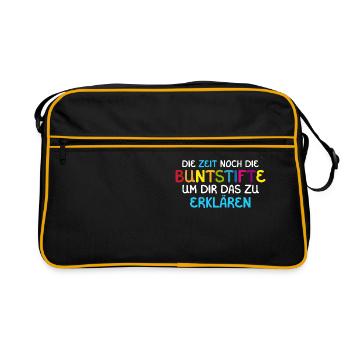 Ich habe weder die Zeit noch die Buntstifte Spruch - Retro Tasche - Schwarz/Gold - Vorne